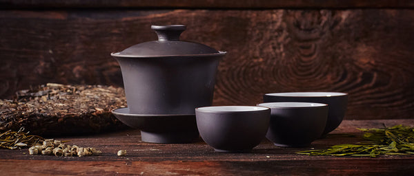 Ceramics cup for tea on wood table